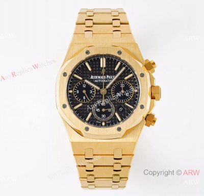 Swiss Audemars Piguet Royal Oak Chronograph 7750 Yellow Gold Black Dial Watch